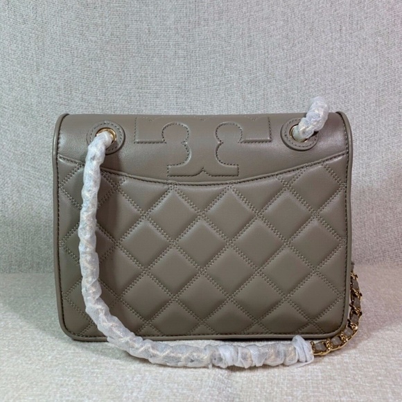 Tory Burch French Gray Leather Savannah Crossbody/Shoulder Bag - Picture 1 of 11